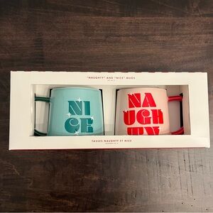 Naughty and Nice Mugs - Indigo Holiday Mug Set - New in box.